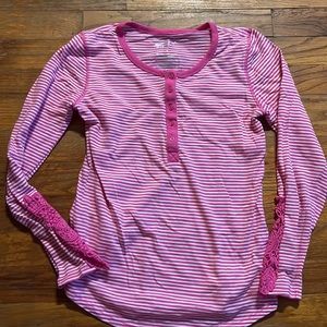 Arizona girls Size L pink and white stripes long sleeved shirt